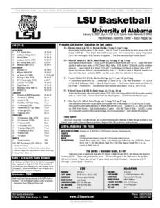 THE BRADY ERA | In 10th YEAR, 6 POSTSEASON TOURN., 3 WESTERN DIV. and 2 SEC TITLES; 2006 FINAL 4  LSU Basketball vs.  University of Alabama