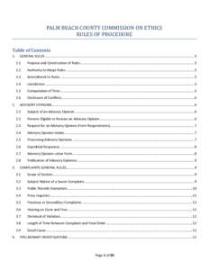 PALM BEACH COUNTY COMMISSION ON ETHICS RULES OF PROCEDURE Table of Contents 1.  2.