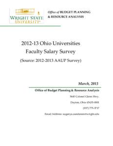Office of BUDGET PLANNING & RESOURCE ANALYSISOhio Universities Faculty Salary Survey (Source: AAUP Survey)
