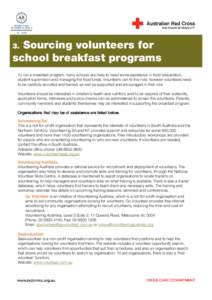 Sourcing volunteers for school breakfast programs 3. To run a breakfast program, many schools are likely to need some assistance in food preparation, student supervision and managing the food funds. Volunteers can fill t