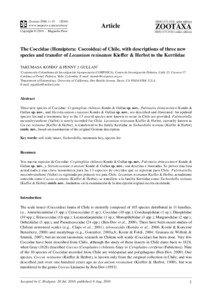 Zootaxa, The Coccidae (Hemiptera: Coccoidea) of Chile, with descriptions of three new...