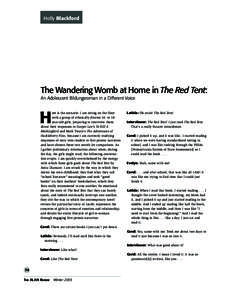 Holly Blackford The Wandering Womb at Home in The Red Tent:  An Adolescent Bildungsroman in a Different Voice