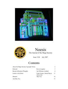 Noesis The Journal of the Mega Society Issue #184