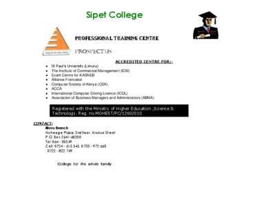 Sipet College PROFESSIONAL TRAINING CENTRE Prospectus   