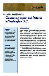 USE YOUR INVESTMENTS:  Generating Impact and Returns in Washington D.C.  OUR WORK