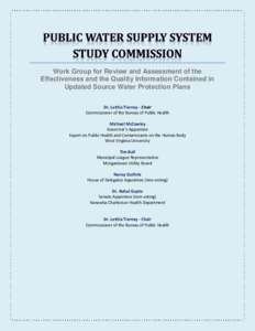 Work Group for Review and Assessment of the Effectiveness and the Quality Information Contained in Updated Source Water Protection Plans Dr. Letitia Tierney - Chair Commissioner of the Bureau of Public Health Michael McC