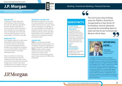 NATIONAL LGBTI RECRUITMENT GUIDE PRIDE IN DIVERSITY  J.P. Morgan Banking / Investment Banking / Financial Services