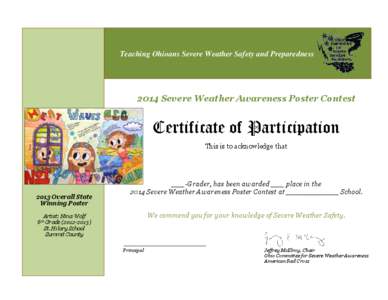 Teaching Ohioans Severe Weather Safety and Preparedness[removed]Severe Weather Awareness Poster Contest Certificate of Participation This is to acknowledge that