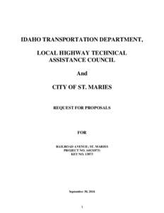 IDAHO TRANSPORTATION DEPARTMENT, LOCAL HIGHWAY TECHNICAL ASSISTANCE COUNCIL And CITY OF ST. MARIES