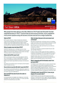 Fact Sheet: BTEX.  Gloucester Gas Project March[removed]Many people have been asking us why AGL’s Waukivory Pilot Project near Gloucester has been