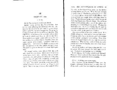 FEBRUARY, 1854 Up river on ice to Clematis Brook . Another warm, melting day, like yesterday . You can see some softening and relenting in the sky . Apparently the vapor in the air makes a grosser atmosphere, more