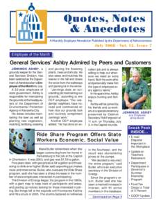 Quotes, Notes & Anecdotes A Monthly Employee Newsletter Published by the Department of Administration July 2008 · Vol. 15, Issue 7