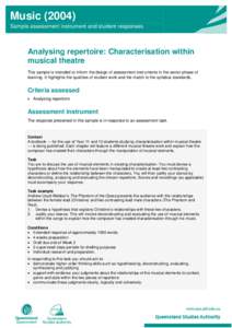 Analysing repertoire: Characterisation within musical theatre