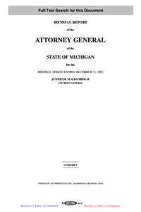 Full Text Search for this Document BIENNIAL REPORT of the ATTORNEY GENERAL of the