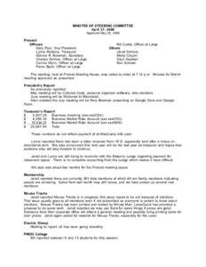 MINUTES OF STEERING COMMITTEE April 27, 2009 Approved May 25, 2009 Present Officers