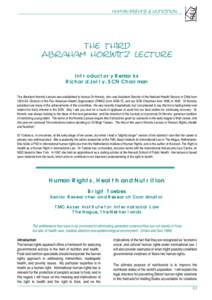 Human Rights & Nutrition  The third Abraham horwitz lecture Introductory Remarks Richard Jolly, SCN Chairman