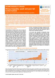 INCOME INEQUALITY UPDATE  Rising inequality: youth and poor fall further behind  Directorate for