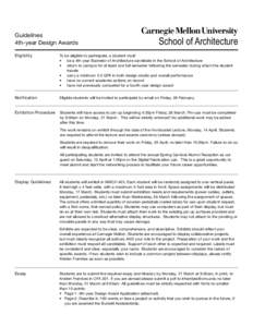Guidelines 4th-year Design Awards School of Architecture  Eligibility