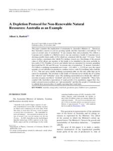 C[removed]Natural Resources Research, Vol. 15, No. 3, September 2006 ( DOI: [removed]s11053[removed]A Depletion Protocol for Non-Renewable Natural Resources: Australia as an Example