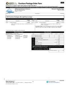 A-2  Furniture Package Order Form RETURN WITH G-2: PAYMENT & CREDIT CARD CHARGE AUTHORIZATION FORM TO: Global Experience Specialists, Inc. (GES) • 7000 Lindell Road, Las Vegas, NV • Fax: or 70