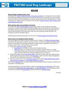 What are Maine’s substance abuse issues? According to the[removed]National Surveys on Drug Use and Health, in a ranking from most prevalent to least prevalent, Maine is among the top ten states for marijuana use in t