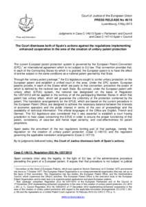Court of Justice of the European Union PRESS RELEASE NoLuxembourg, 5 May 2015 Press and Information
