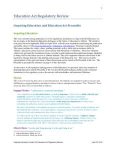 Education in Alberta / Philosophy of education / Internships / Learning / Lifelong learning / Inspiring Education: A Dialogue With Albertans / Education / Cognition / Knowledge