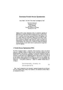 Darwinian Particle Swarm Optimization Jason Tillett1, T.M. Rao2, Ferat Sahin3 and Raghuveer Rao3 1 University of Rochester Rochester, NY USA