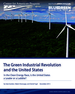 ASSOCIATED PRESS/ROBERT F. BUKATY  The Green Industrial Revolution and the United States In the Clean Energy Race, Is the United States a Leader or a Luddite?