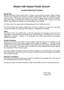 Weston with Gayton Parish Council Accident Reporting Procedure Background