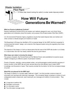 How Will Future Generations Be Warned? - Fact Sheet