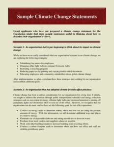 The George Gund Foundation - Climate Change Sample Statements