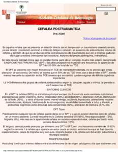 Societat Catalana de Neurologia Buscar en la web CEFALEA POSTRAUMATICA Dra.I.Güell (Volver al programa de los cursos)