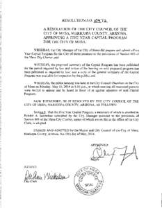 RESOLUTION NO.  ~I~ A RESOLUTION OF THE CITY COUNCIL OF THE CITY OF MESA, MARICOPA COUNTY, ARIZONA,