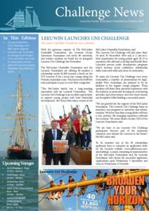 Challenge News Leeuwin Ocean Adventure Foundation,October 2014 In This Edition •	 •