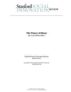 The Power of Many By Layli Miller-Muro Stanford Social Innovation Review Winter 2011 Copyright  2011 by Leland Stanford Jr. University