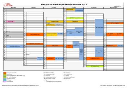 Masterplan Wettkämpfe Stadion Sommer 2017 April 2017 MaiJuni 2017