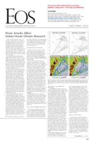 Submit Your AGU Fall Meeting Abstract Today! Deadline: 4 August 2011 s www.agu.org/fallmeeting News: Arctic Science and Policy, p. 226 Forum: Size of Tohoku Quake Need Not Have Been a Surprise, p. 227 About AGU: Journal