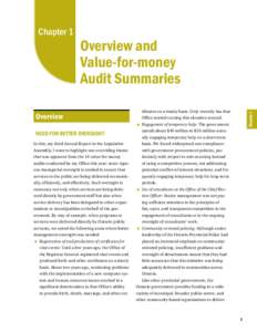 2005 Annual Report of the Auditor General of Ontario: Chapter 1: Overview and Value-for-money Audit Summaries