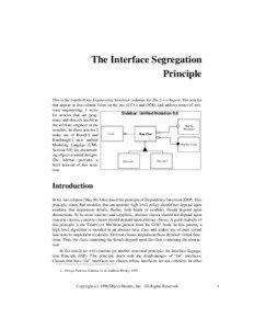 The Interface Segregation Principle This is the fourth of my Engineering Notebook columns for The C++ Report. The articles