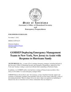 104th United States Congress / Emergency Management Assistance Compact / Government of the United States Virgin Islands / Hurricane Katrina / Hurricane Gustav / Federal Emergency Management Agency / W. Craig Vanderwagen / Public safety / Emergency management / Management