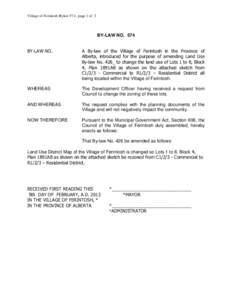 Village of Ferintosh Bylaw 574 , page 1 of 2  BY-LAW NO. 574 BY-LAW NO.