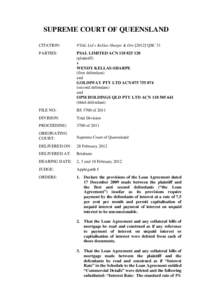 SUPREME COURT OF QUEENSLAND CITATION: PSAL Ltd v Kellas-Sharpe & Ors[removed]QSC 31  PARTIES:
