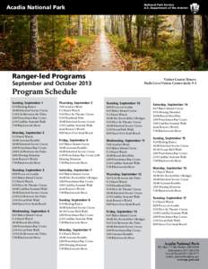 National Park Service U.S. Department of the Interior Acadia National Park  Ranger-led Programs