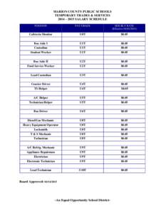 MARION COUNTY PUBLIC SCHOOLS TEMPORARY TRADES & SERVICES 2014 – 2015 SALARY SCHEDULE POSITION  PAY GRADE