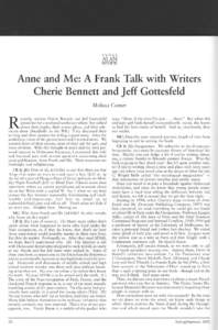 ALAN v29n3 - Anne and Me: A Frank Talk with Writers Cherie Bennett and Jeff Gottesfeld