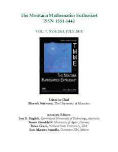 Education / The Mathematics Enthusiast / Paul Ernest / Mathematical sciences / Mathematics education / Mathematics / Bharath Sriraman