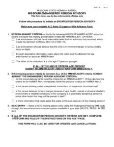 Law / Child safety / AMBER Alert / Law enforcement in Canada / Missing person / National Crime Information Center / Police / Silver Alert / Law enforcement / Public safety / Law enforcement in the United States