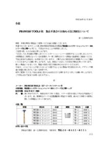 平成 24 年 11 月 20 日  各位 PB SWISS TOOLS 社 製品不具合のお 製品不具合のお知 のお知らせ及