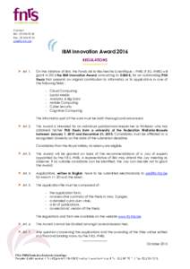 Contact Tél. : Fax : IBM Innovation Award 2016